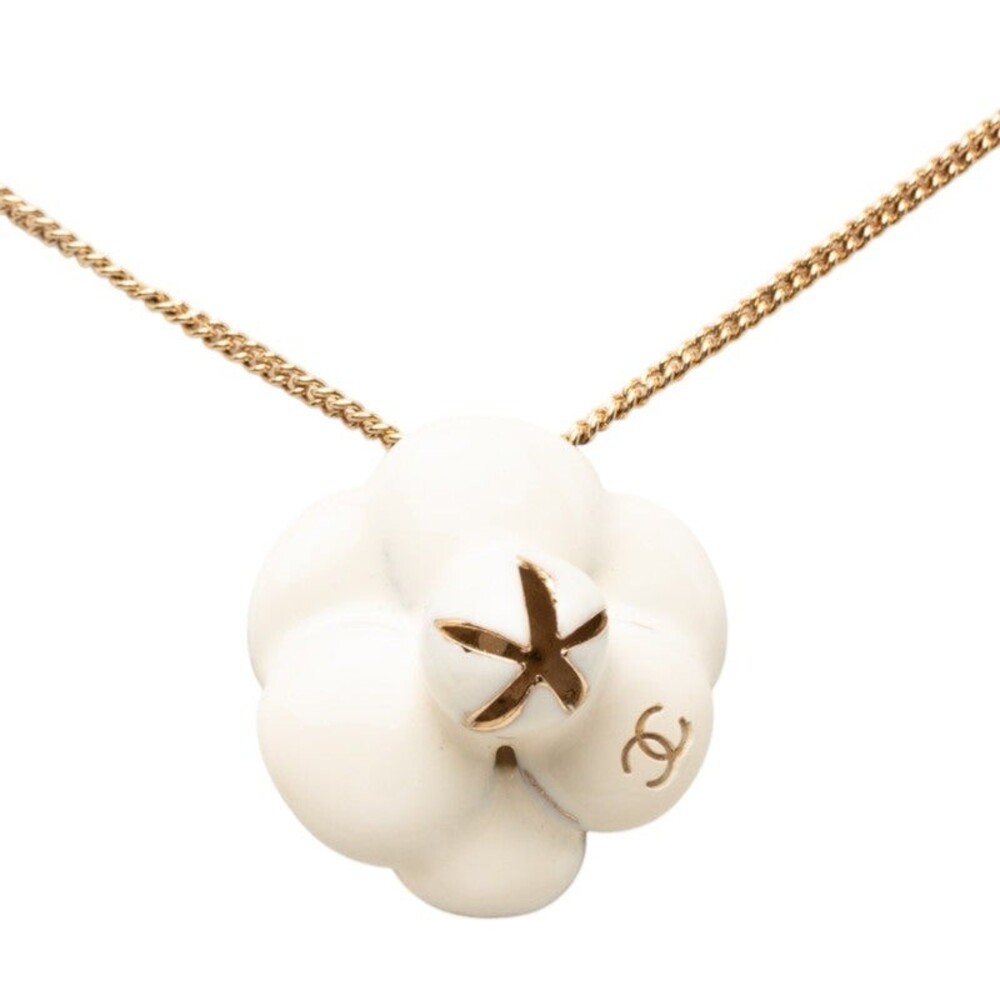 Chanel Camellia CC Logo Plated Necklace Gold